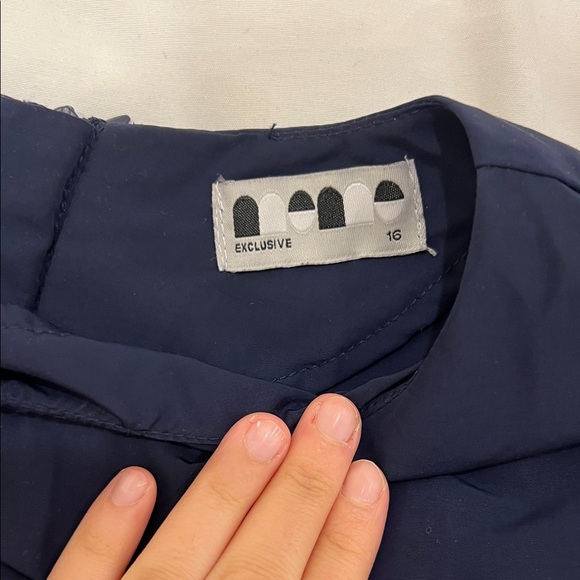 Navy Ruffle Front Blouse - Picture 5 of 5